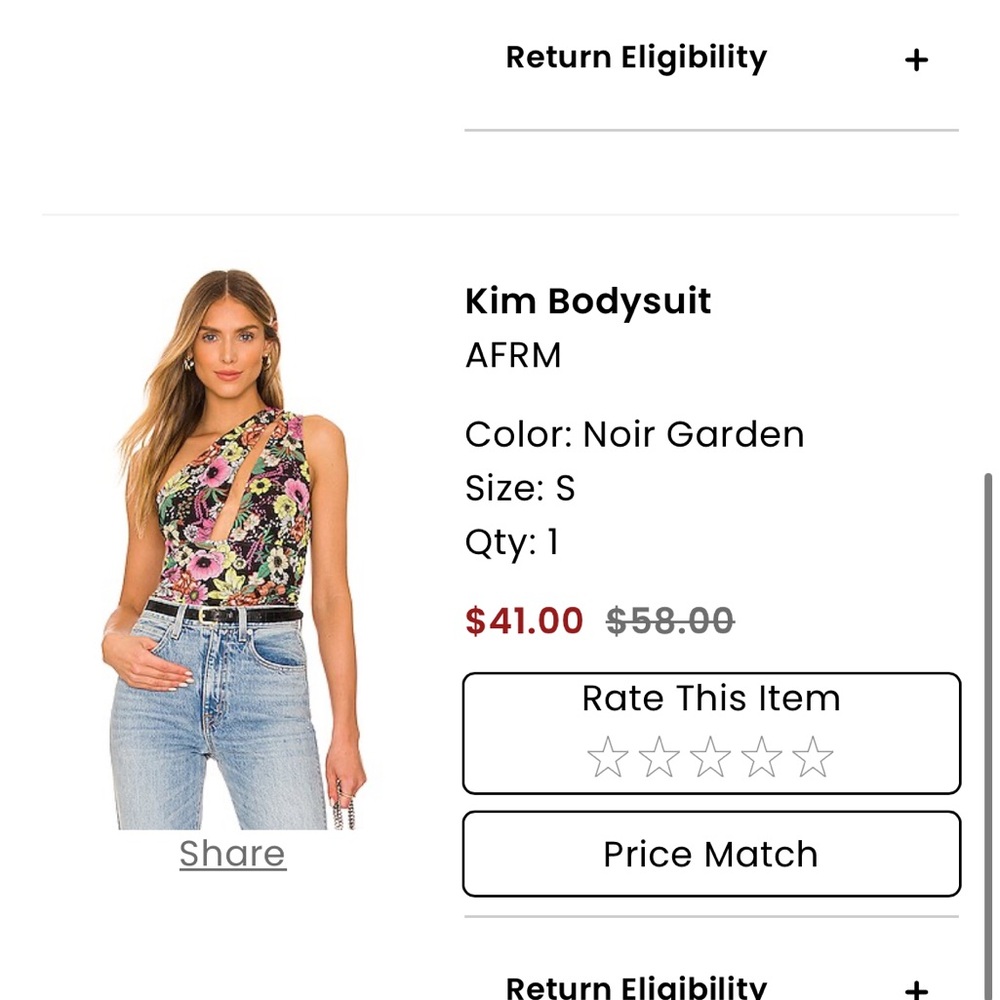 AFRM Noir Garden Bodysuit